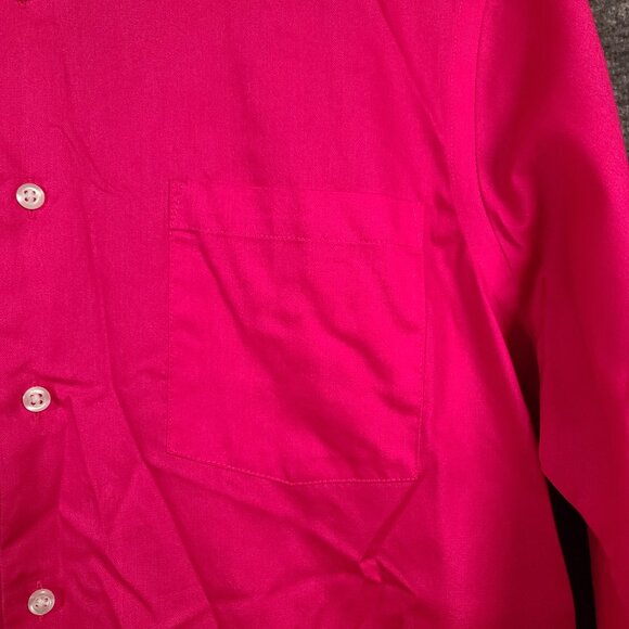 Van Heusen Men's Dress Shirt Fitted Lux Sateen Button Down Collar Hot Pink 15.5 - Picture 2 of 12